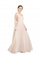 Tulle Scoop Neck Open Back A-Line Pink Semi Formal Evening Dress / Bridesmaid Dress Derby