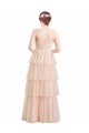 Tulle V-Neck A-Line Pink Semi Formal Evening Dress / Bridesmaid Dress Derby