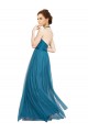 Tulle High Neck Open Back A-Line Teal Green Bridesmaid Dress Derby