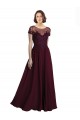 Tulle & Soft Chiffon Jewel Neck A-Line Burgundy Gold Bridesmaid Dress Derby