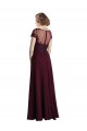 Tulle & Soft Chiffon Jewel Neck A-Line Burgundy Gold Bridesmaid Dress Derby