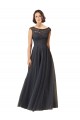 Tulle & Lace Bateau Neck A-Line Slate Grey Bridesmaid Dress Derby