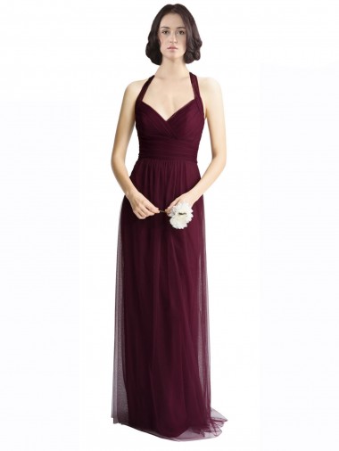 Tulle V-Neck Keyhole Back A-Line Red Bridesmaid Dress / Evening Dress Derby