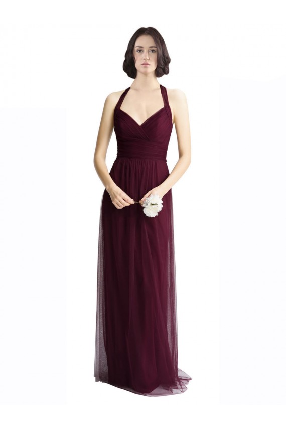 Tulle V-Neck Keyhole Back A-Line Red Bridesmaid Dress / Evening Dress Derby