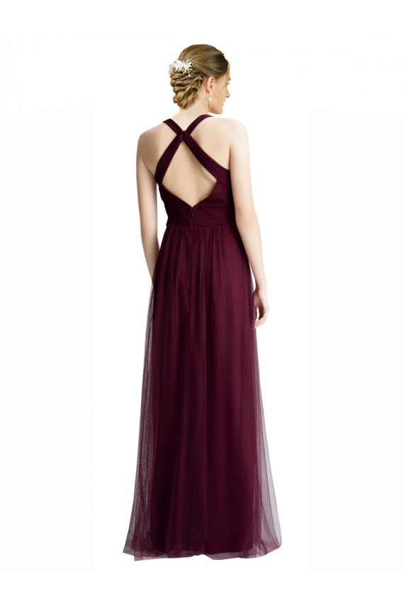 Tulle V-Neck Keyhole Back A-Line Red Bridesmaid Dress / Evening Dress Derby