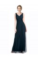 Tulle V-Neck A-Line Blue Bridesmaid Dress Derby