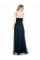 Tulle V-Neck A-Line Blue Bridesmaid Dress Derby