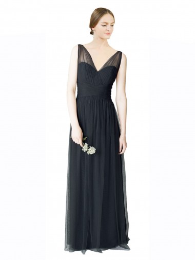 Tulle Sweetheart V-Back A-Line Pewter Formal Dress / Bridesmaid Dress Derby