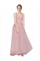 Tulle V-Neck V-Back A-Line Pink Bridesmaid Dress Derby