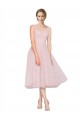 Tulle V-Neck Tea Length A-Line Pink Bridesmaid Dress Derby