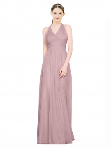 Tulle V-Neck Low Back A-Line Bridesmaid Gown Derby
