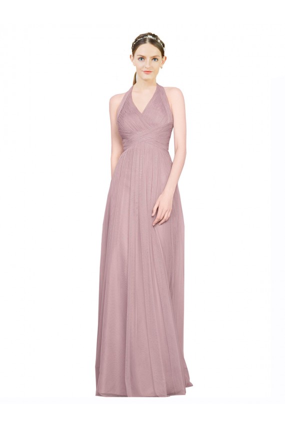 Tulle V-Neck Low Back A-Line Bridesmaid Gown Derby