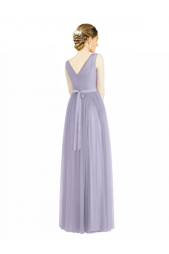 Tulle V-Neck V-Back A-Line Lilac Bridesmaid Dress Derby