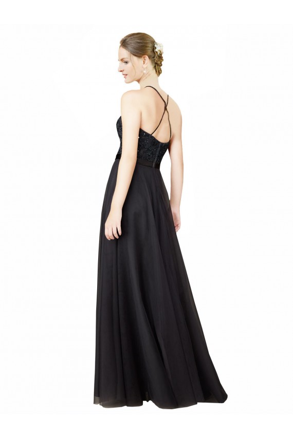 Tulle & Lace Sweetheart Open Back A-Line Slate Grey Bridesmaid Dress Derby