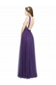 Tulle Bateau Neck Low Back A-Line Purple Bridesmaid Dress Derby