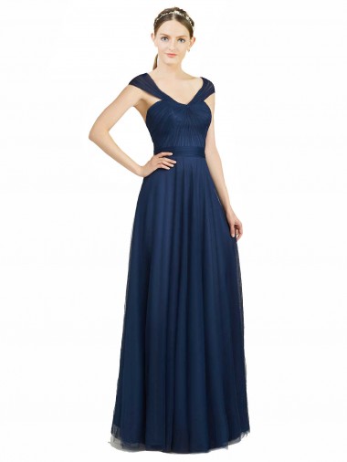 Tulle Sweetheart Low Back A-Line Dark Navy Bridesmaid Dress Derby