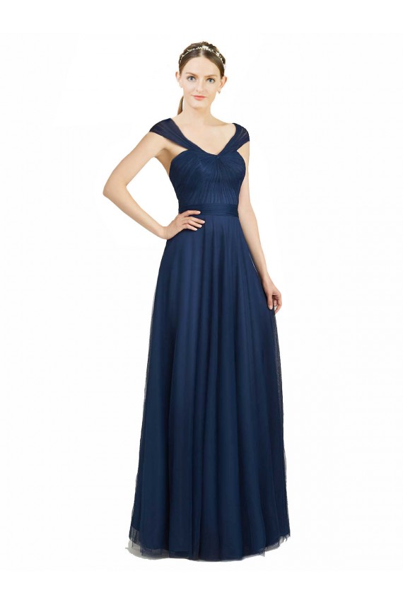 Tulle Sweetheart Low Back A-Line Dark Navy Bridesmaid Dress Derby