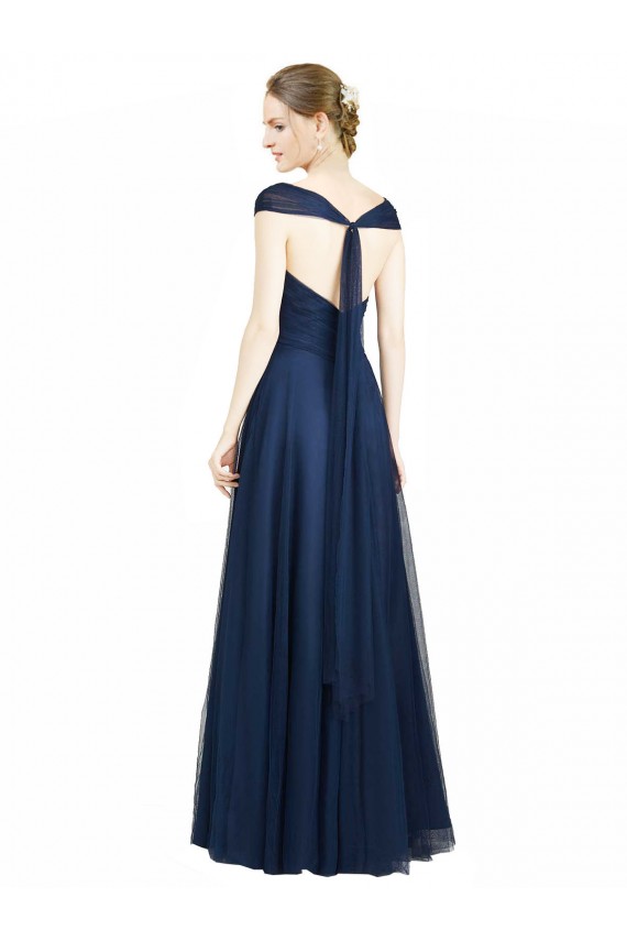 Tulle Sweetheart Low Back A-Line Dark Navy Bridesmaid Dress Derby