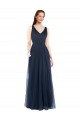 Tulle V-Neck V-Back Sheath Dark Navy Bridesmaid Dress Derby