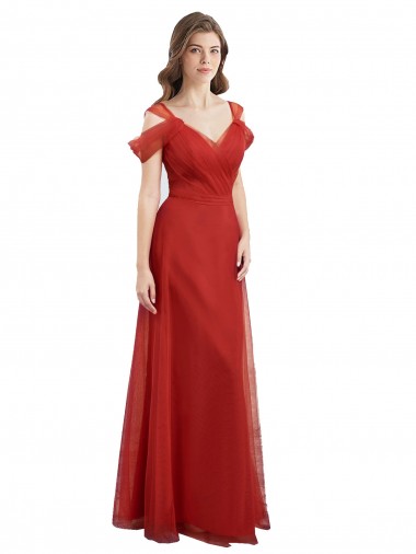 Tulle Sweetheart V-Back A-Line Red Formal Dress / Bridesmaid Dress Derby