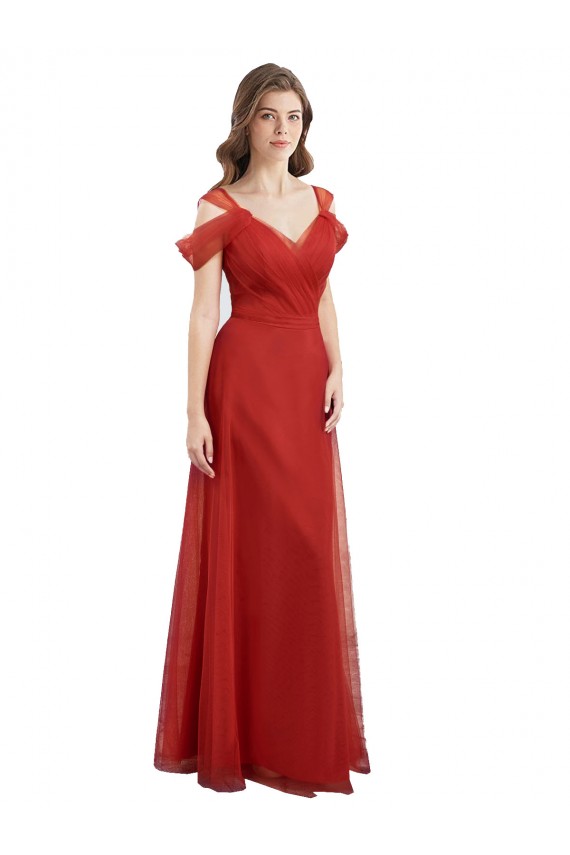 Tulle Sweetheart V-Back A-Line Red Formal Dress / Bridesmaid Dress Derby