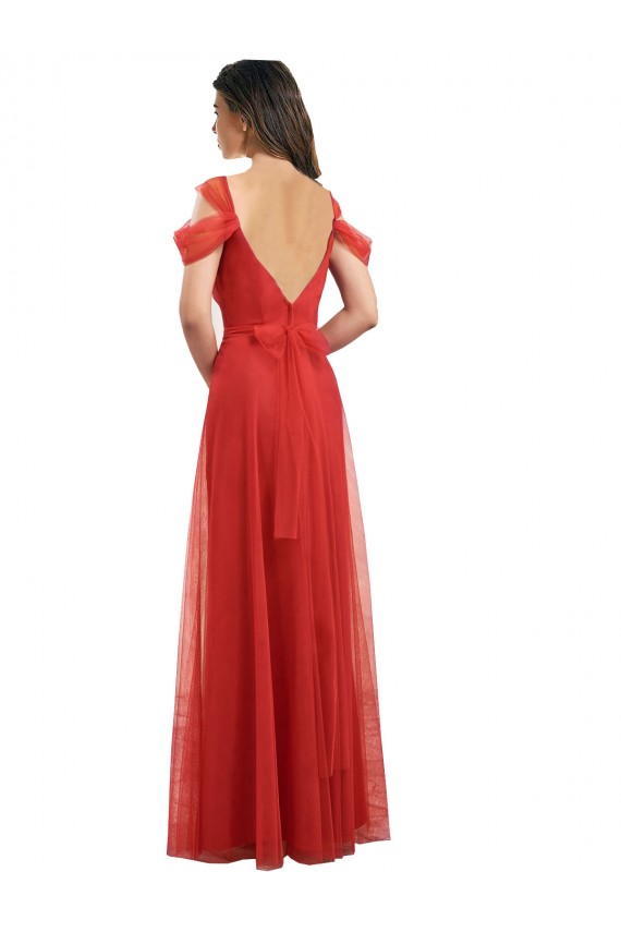 Tulle Sweetheart V-Back A-Line Red Formal Dress / Bridesmaid Dress Derby
