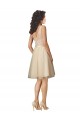 Tulle & Lace V-Neck Knee Length A-Line Champagne Bridesmaid Dress Derby