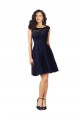 Tulle & Lace Bateau Neck V-Back A-Line Dark Navy Bridesmaid Dress Derby