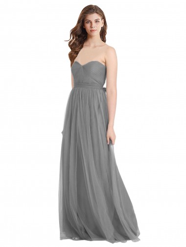 Tulle Sweetheart A-Line Slate Grey Bridesmaid Gown Derby