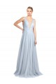 Tulle V-Neck V-Back A-Line Light Sky Blue Bridesmaid Dress Derby