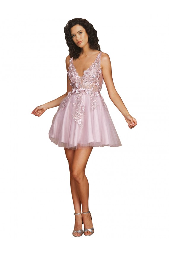 Tulle V-Neck V-Back A-Line Bridesmaid Dress Derby