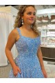 Velvet Sequin Scoop Neck A-Line Prom Dress / Evening Dress Derby