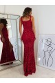 Velvet Sequin Square Neck Sheath Burgundy Prom Dress Derby