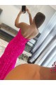 Velvet Sequin Strapless Sheath Fuchsia Prom Dress Derby