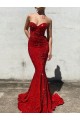 Velvet Sequin Sweetheart Mermaid Burgundy Prom Dress / Evening Gown Derby