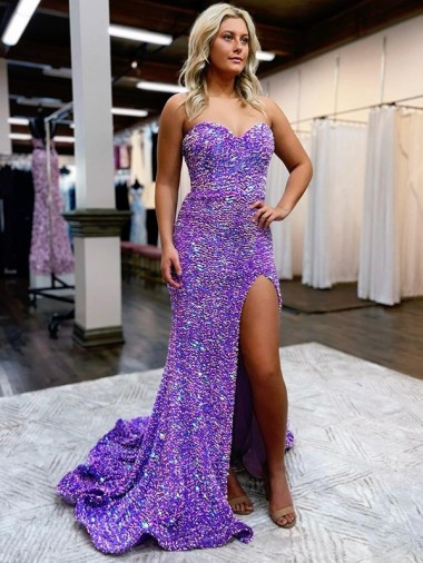 Velvet Sequin Sweetheart A-Line Lavender Homecoming Dress Derby