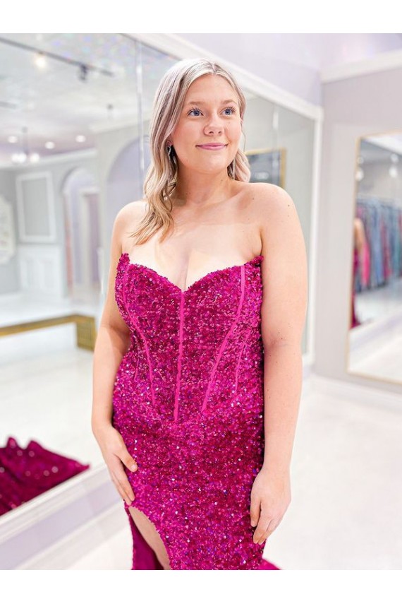 Velvet Sequin Sweetheart Sheath Evening Dress Derby
