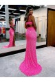Velvet Sequin V-Neck Long Sweep Train Sheath Evening Dress Derby