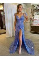 Velvet Sequin V-Neck A-Line Prom Dress / Evening Dress Derby