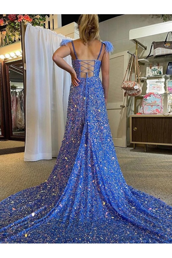 Velvet Sequin V-Neck A-Line Prom Dress / Evening Dress Derby