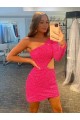 Velvet Sequin One Shoulder Sheath Evening Gowns Derby