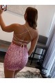 Velvet Sequin Spaghetti Straps Sheath Hot Pink Evening Dress Derby