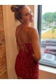 Velvet Sequin V-Neck Sheath Royal Blue Evening Gown Derby
