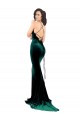 Stretch Velvet High Neck Open Back Mermaid Dark Green Formal Evening Gown / Prom Dress / Bridesmaid Dress Derby