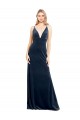 Stretch Velvet V-Neck V-Back A-Line Dark Navy Prom Dress / Bridesmaid Dress Derby