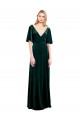 Stretch Velvet V-Neck V-Back A-Line Dark Green Prom Dress / Bridesmaid Dress Derby