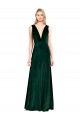 Stretch Velvet V-Neck V-Back A-Line Dark Green Bridesmaid Dress / Formal Dress Derby