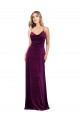 Stretch Velvet V-Neck Open Back A-Line Grape Formal Evening Gown / Prom Dress / Bridesmaid Dress Derby