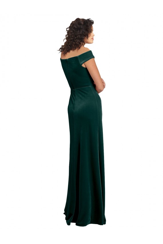 Stretch Velvet Square Neck A-Line Dark Green Formal Evening Gown / Prom Dress / Bridesmaid Dress Derby