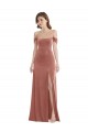 Stretch Velvet Off the Shoulder A-Line Cinnamon Rose Semi Formal Evening Dress / Prom Dress / Bridesmaid Dress Derby